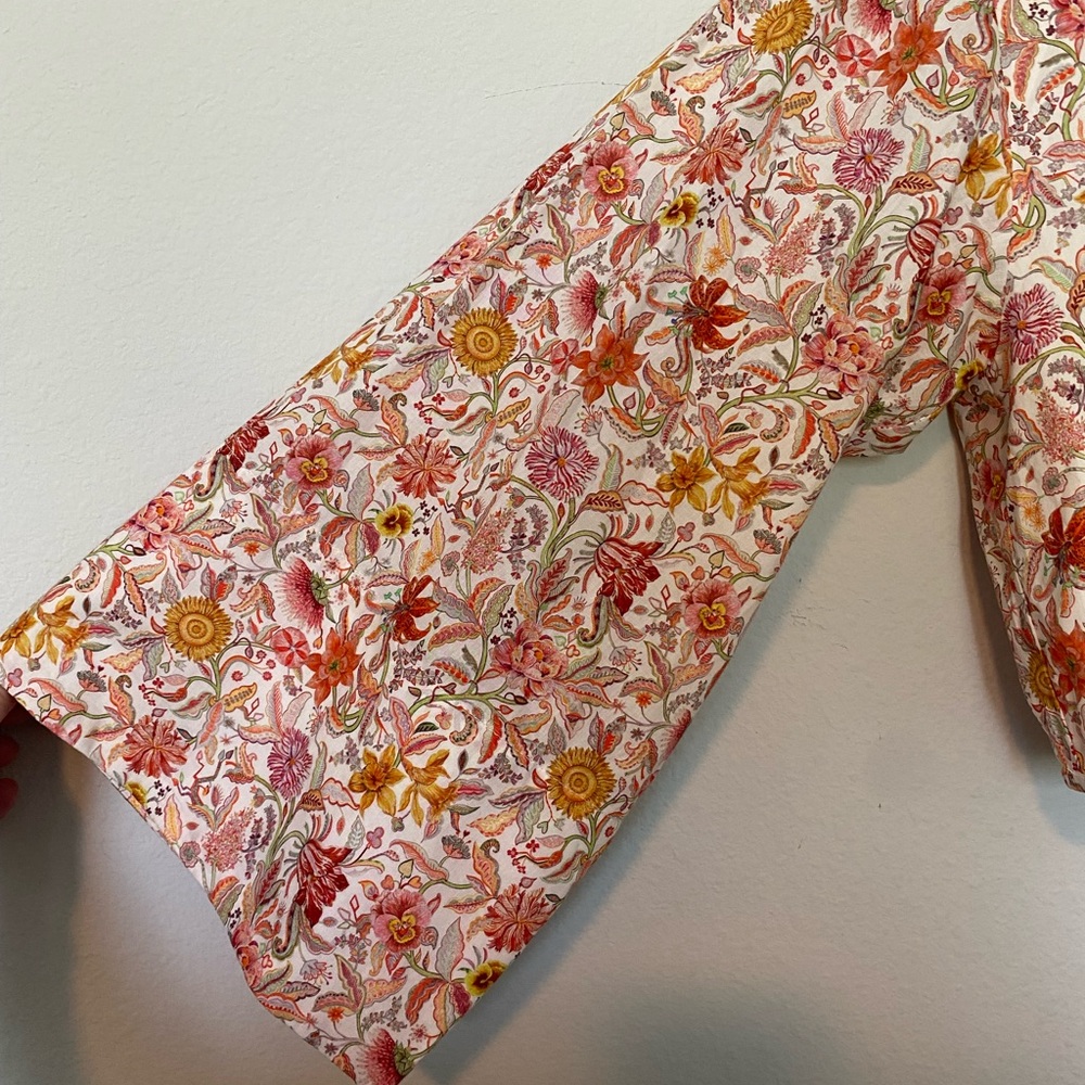 J. Crew Liberty of London Garden Life Floral Crop Top Boho Bell Sleeve Sz XL - Picture 5 of 10